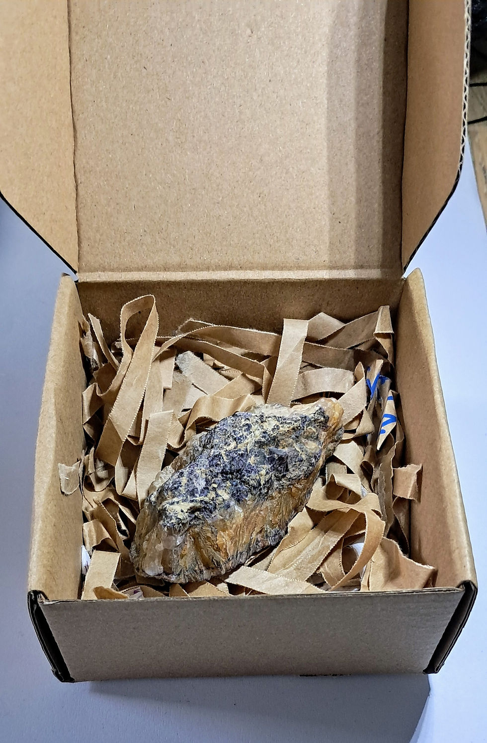 Thumbnail: Blue John (Flourite) crystal specimen in Box.