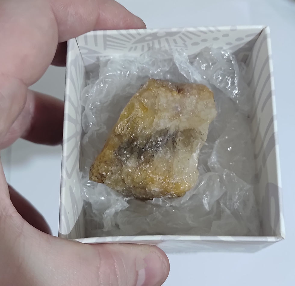Thumbnail: Blue John mineral specimen in a box