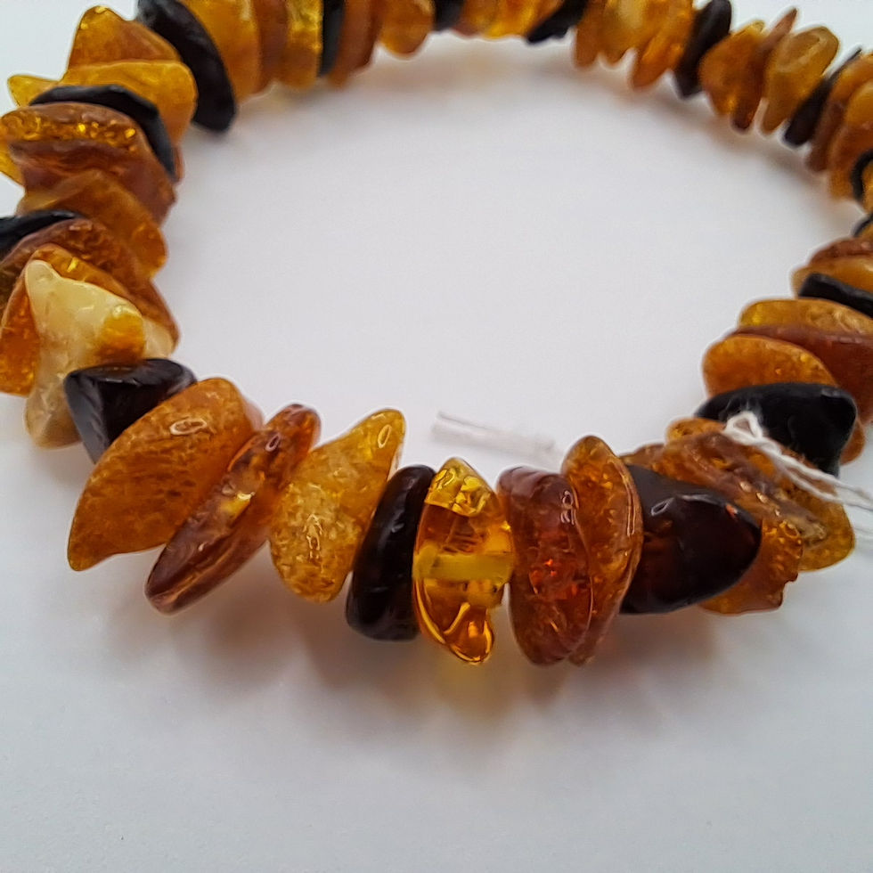 Thumbnail: Mixed Amber elasticated chip bead bracelet 
