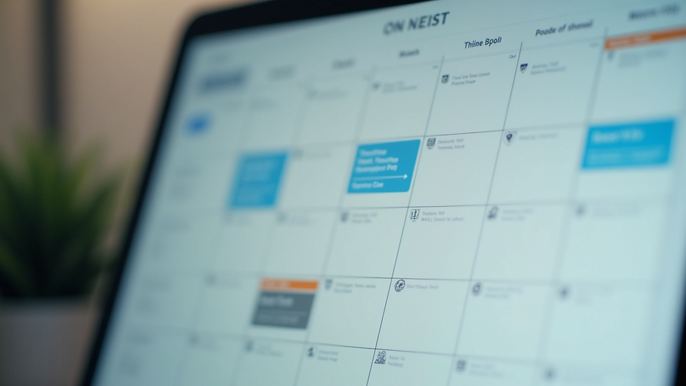 Close-up view of a digital calendar with scheduled online posts