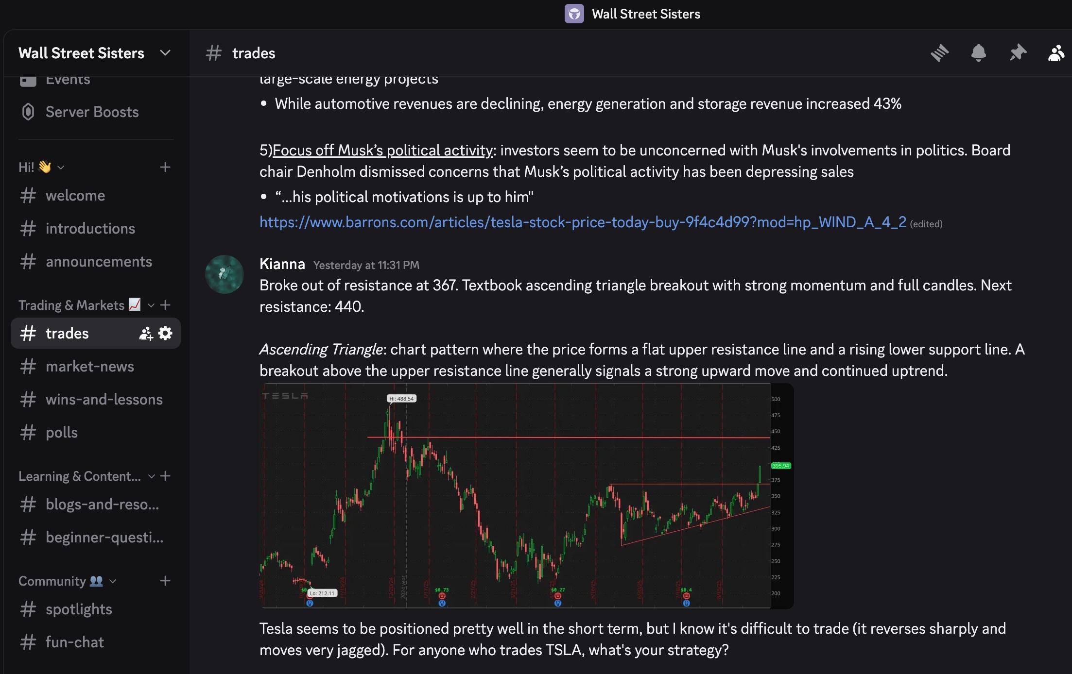Wall Street Sisters Discord community