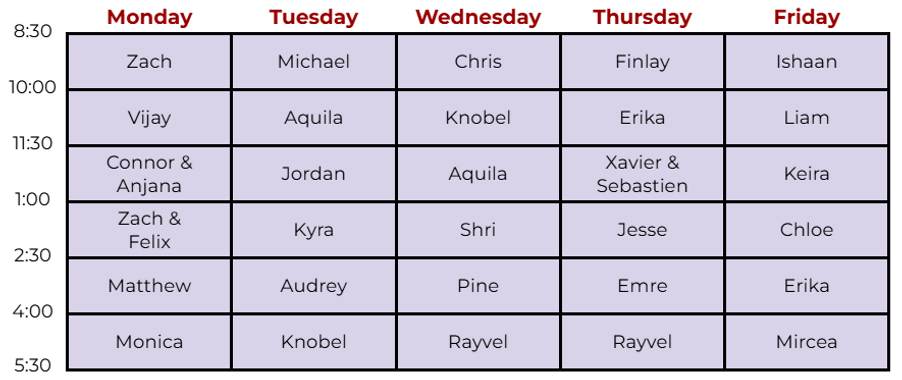 Office Hours - Winter 2025