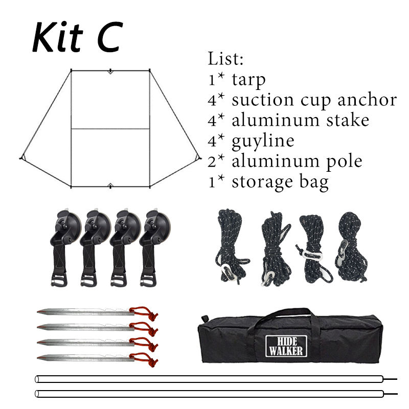 Miniatura: Bat Shape Car side Awning Black Coating Tarp 2x3 Outdoor Waterproof Camping Blac