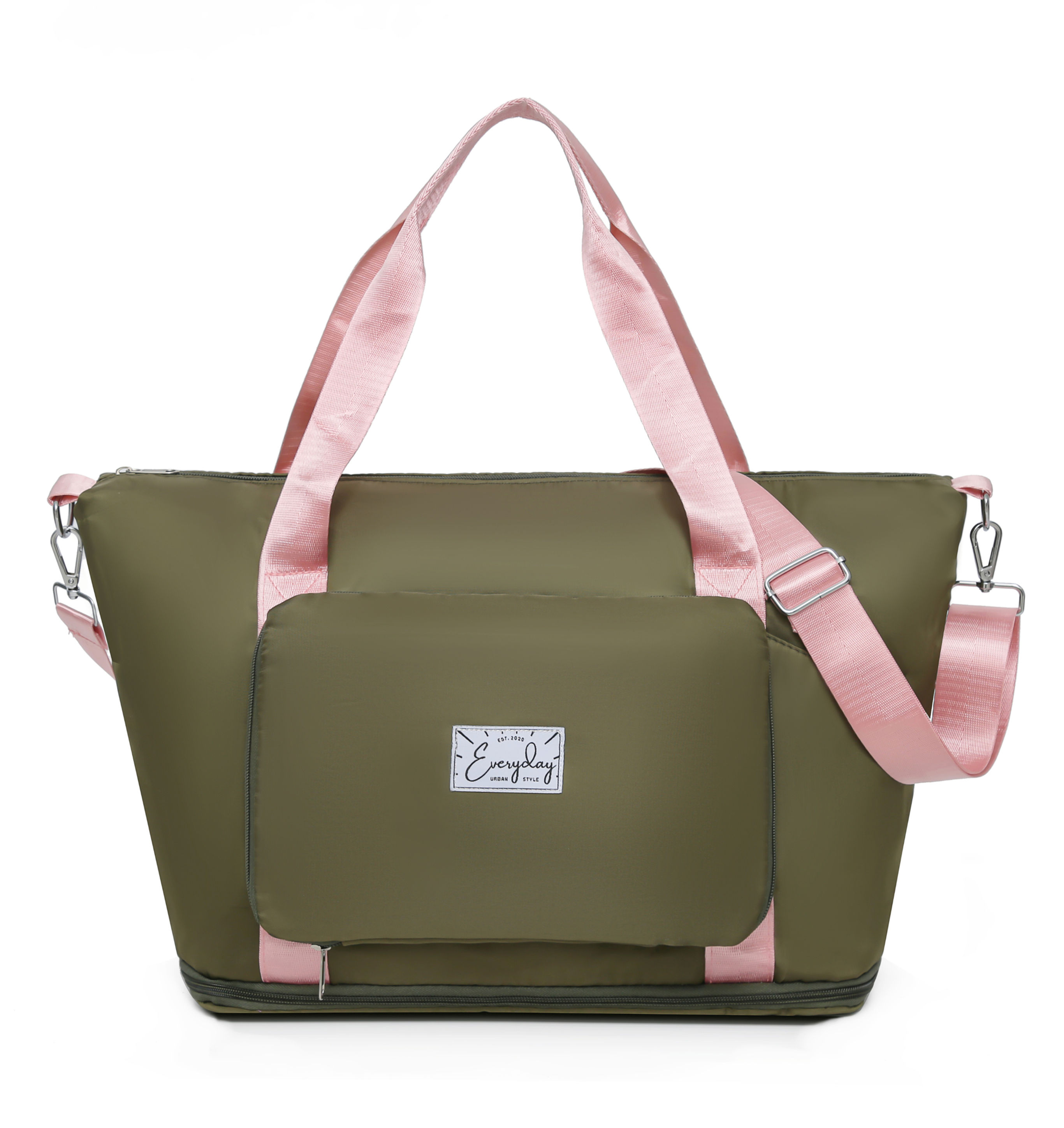 Everyday Tasche + Umhängegurt Olive-Rosa