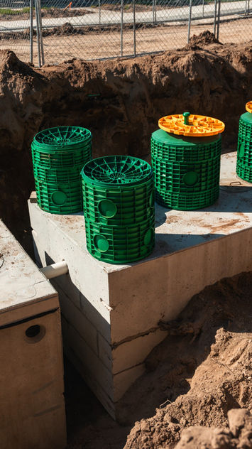 Septic tank risers ready to install