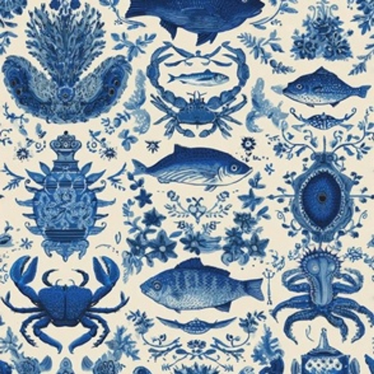 Coastal Mediterranean-19 by Igor Vasiliadis - Riviera Coastal Block Print wallpaper and fabric
