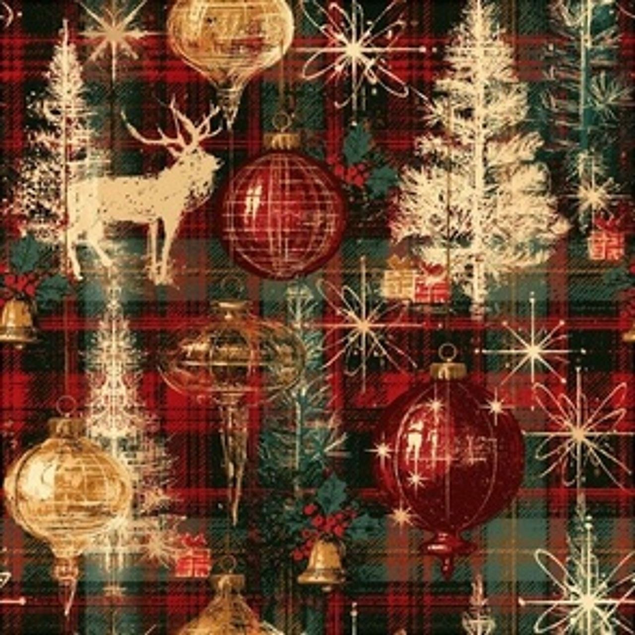 Christmas Mid Century-2 by Igor Vasiliadis - Opulent Christmas Heritage wallpaper and fabric