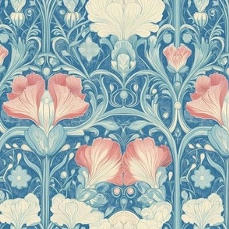Red And Cream On Muted Teal Jugendstil-20