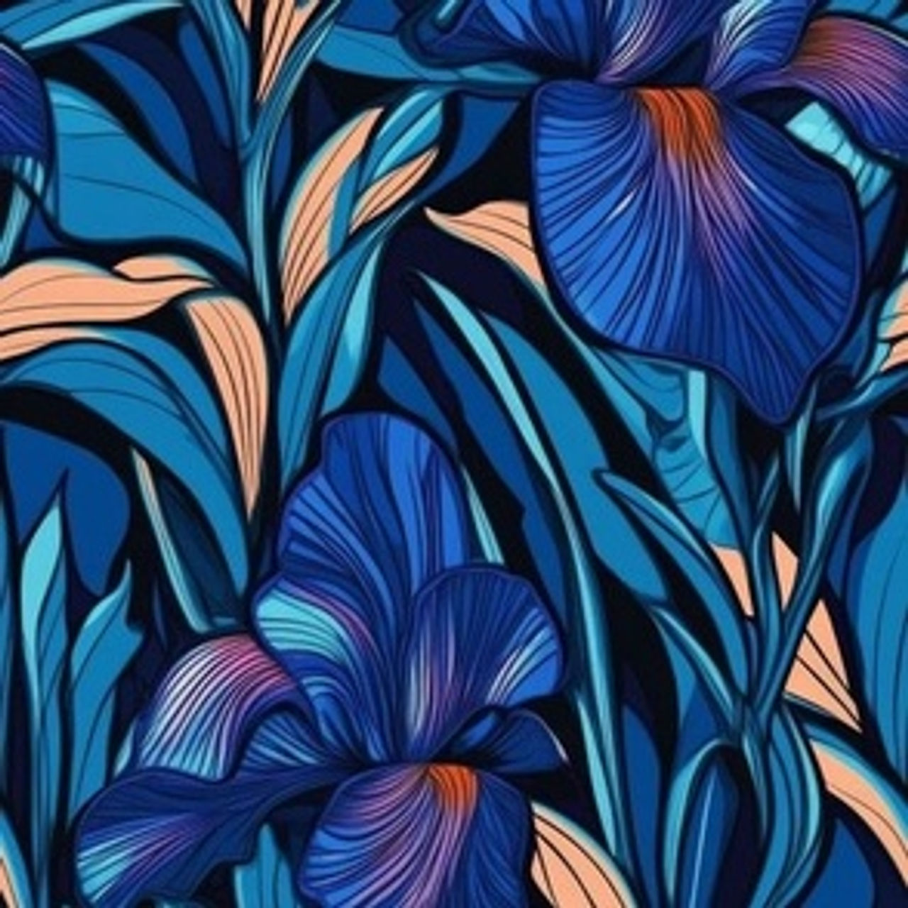 Linear Traced Floral-1 by Igor Vasiliadis - Chic Bold Outlined Floral wallpaper and fabric