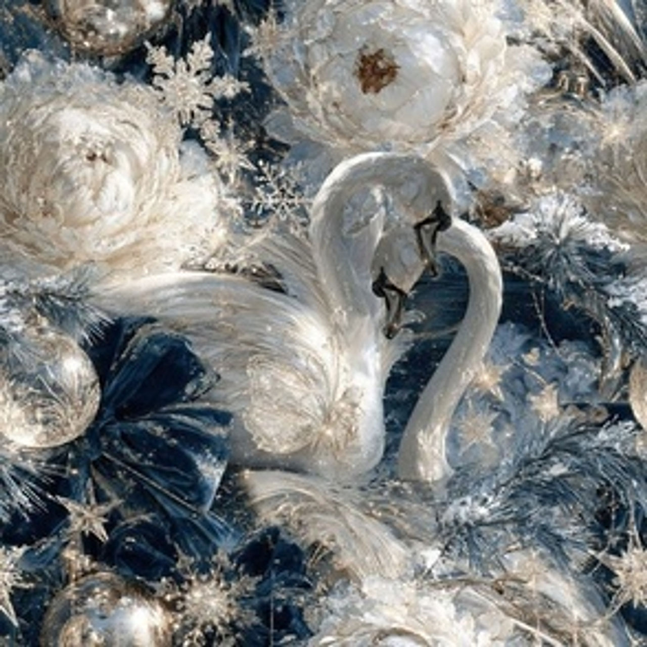 Christmas Swan Lake-1 by Igor Vasiliadis - Opulent Christmas Heritage wallpaper and fabric