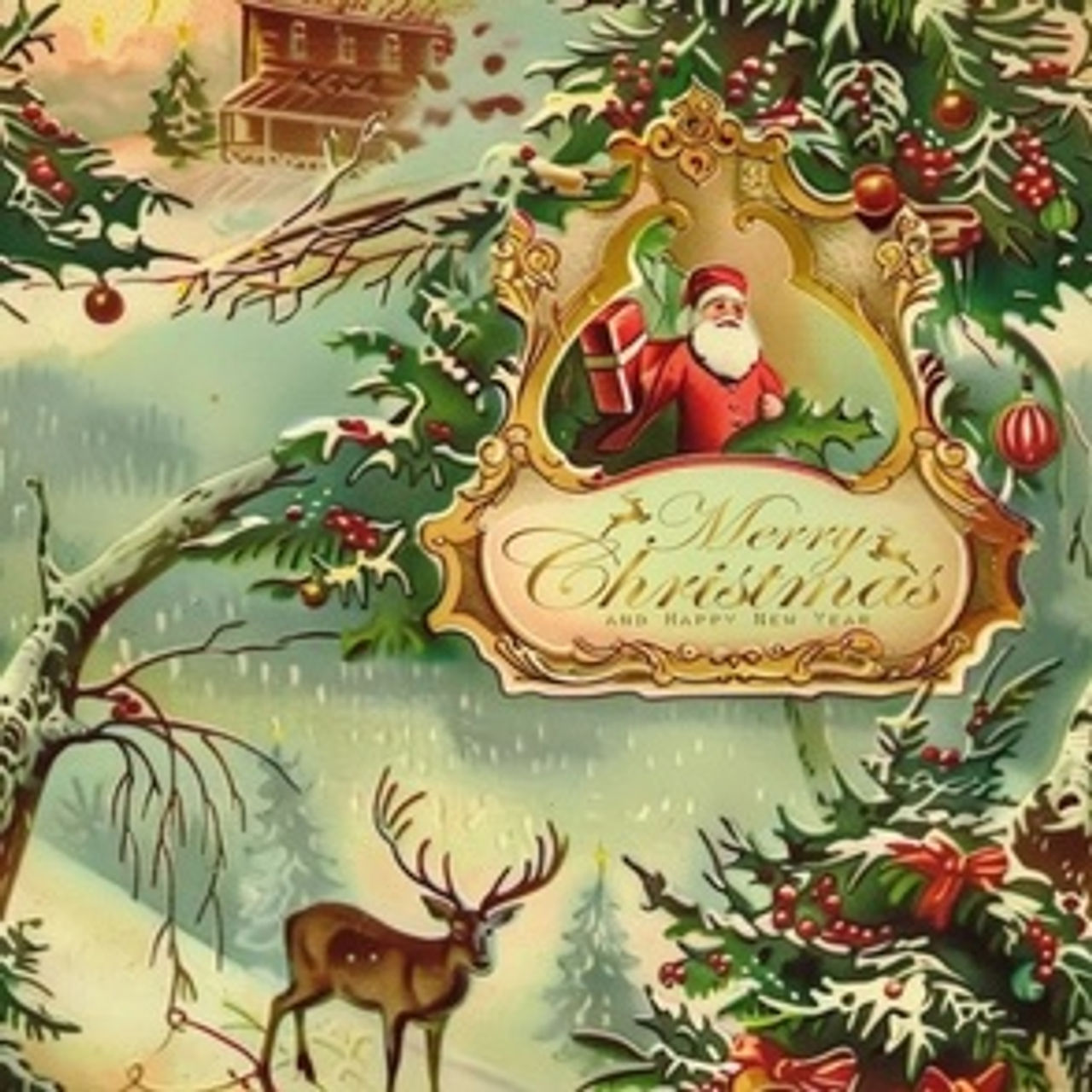 Vintage Christmas-11 by Igor Vasiliadis - Opulent Christmas Heritage wallpaper and fabric