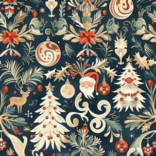 Vintage Christmas-8 by Igor Vasiliadis - Opulent Christmas Heritage wallpaper and fabric