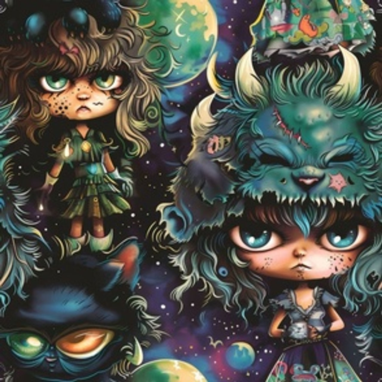 Halloween Cute Funny And Scary Dolls-17 by Igor Vasiliadis - Whimsigoth Halloween Carnival wallpaper and fabric