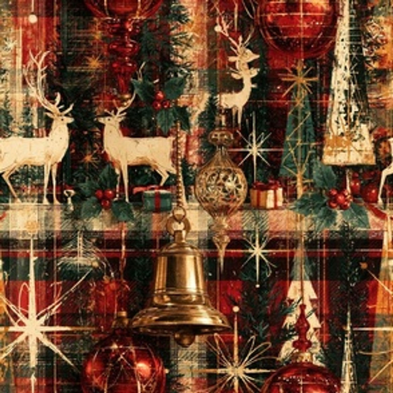 Christmas Mid Century-4 by Igor Vasiliadis - Opulent Christmas Heritage wallpaper and fabric