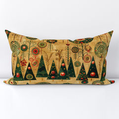 Christmas Theme On Gold-10 Lumbar Throw Pillow Cover