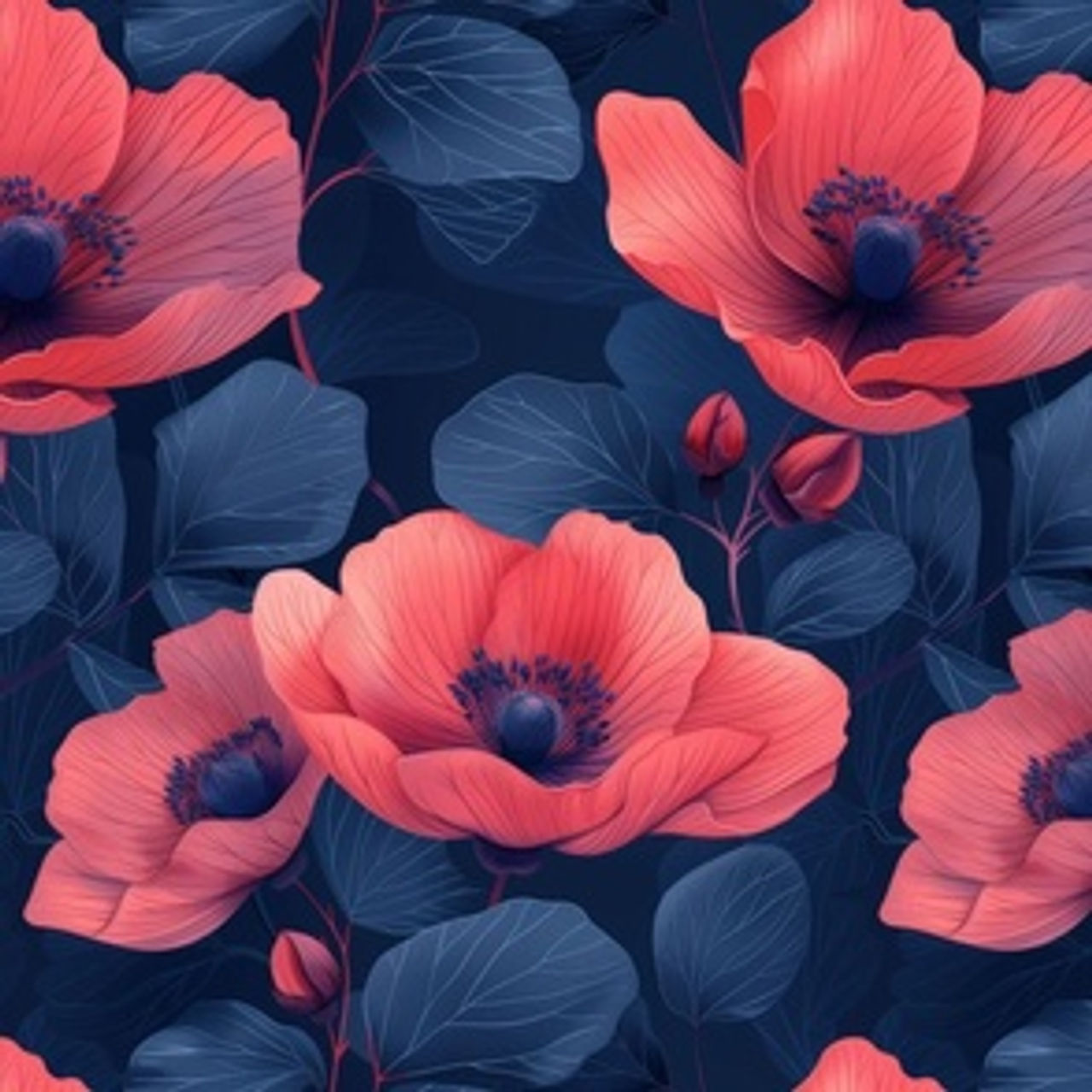 Chic Bold Outlined Floral-8 by Igor Vasiliadis - Chic Bold Outlined Floral wallpaper and fabric