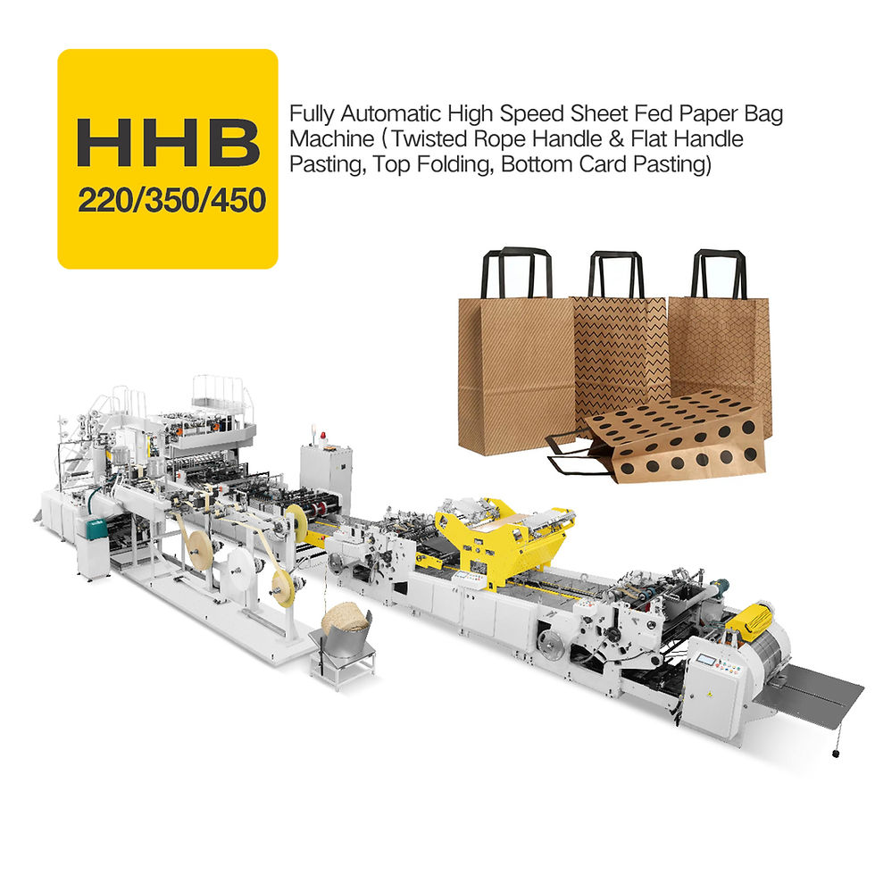 High Speed Sheet Fed Paper BagMachine(Twisted Rope Handle & Flat HandlePasting, Top Folding, Bottom Card Pasting)