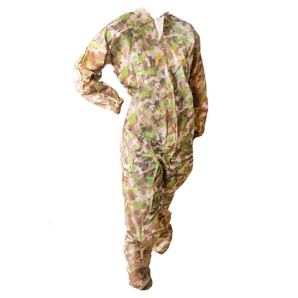 protective camo jumpsuit for wearing to play paintball