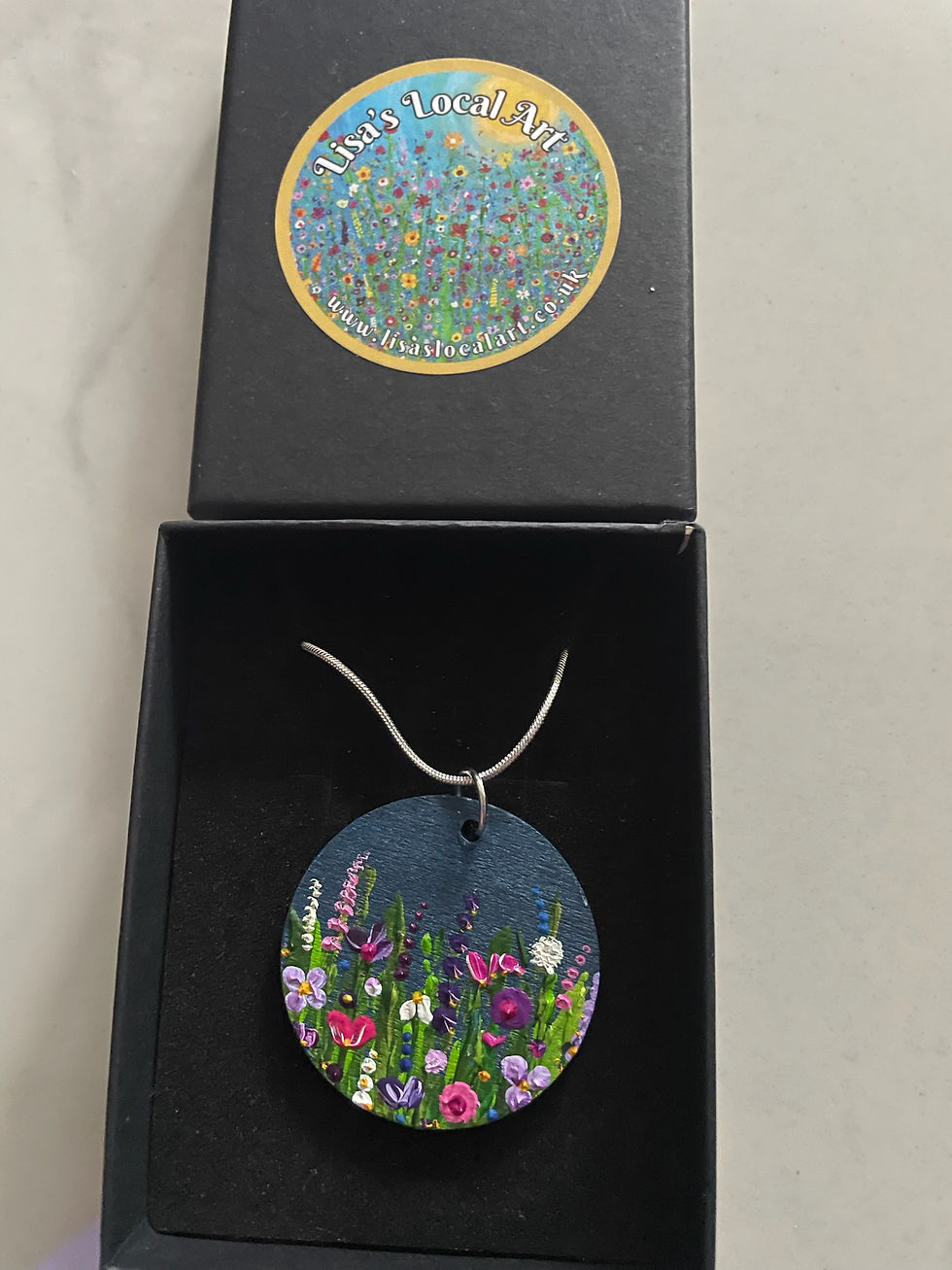 Thumbnail: Hand Painted Pendant Necklace - 5 Designs