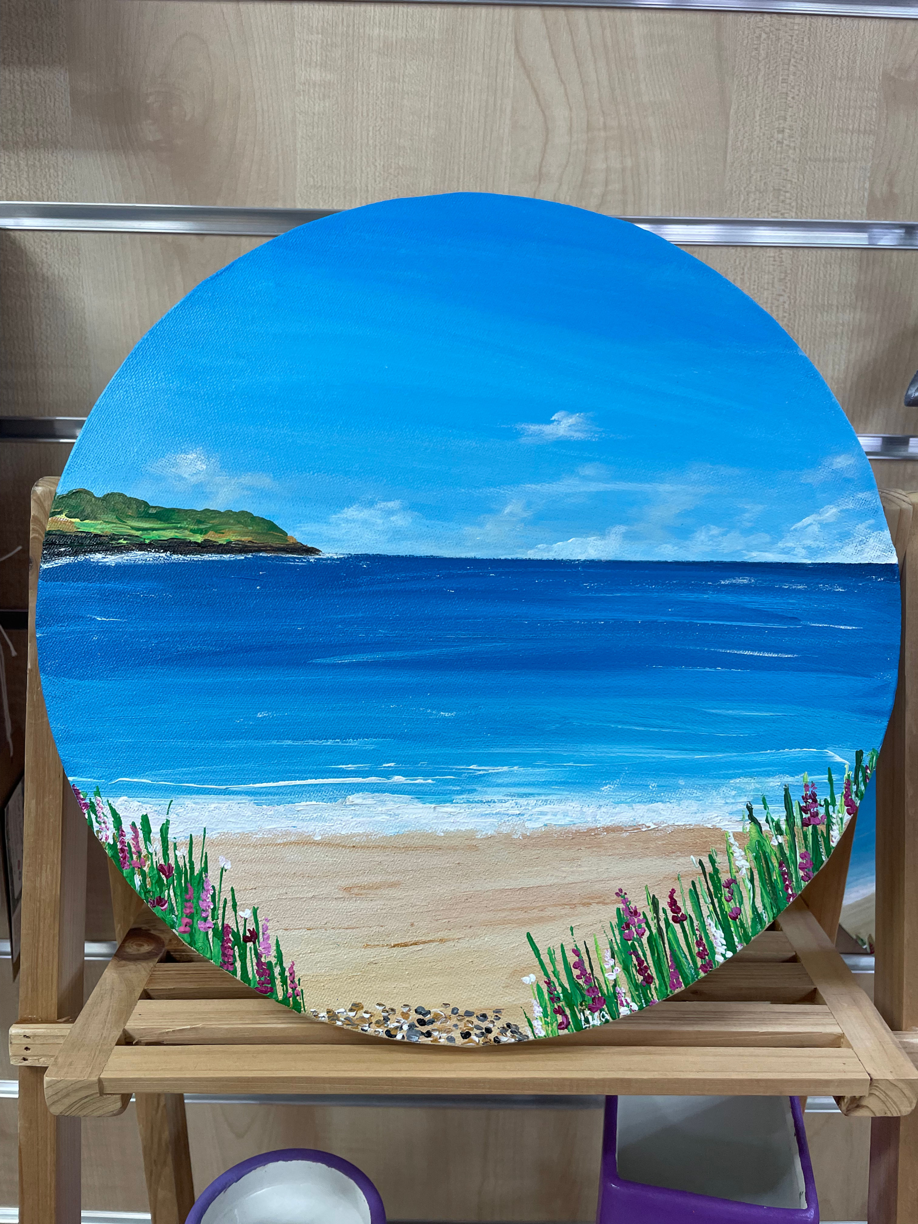 30cm Round Canvas - seascape