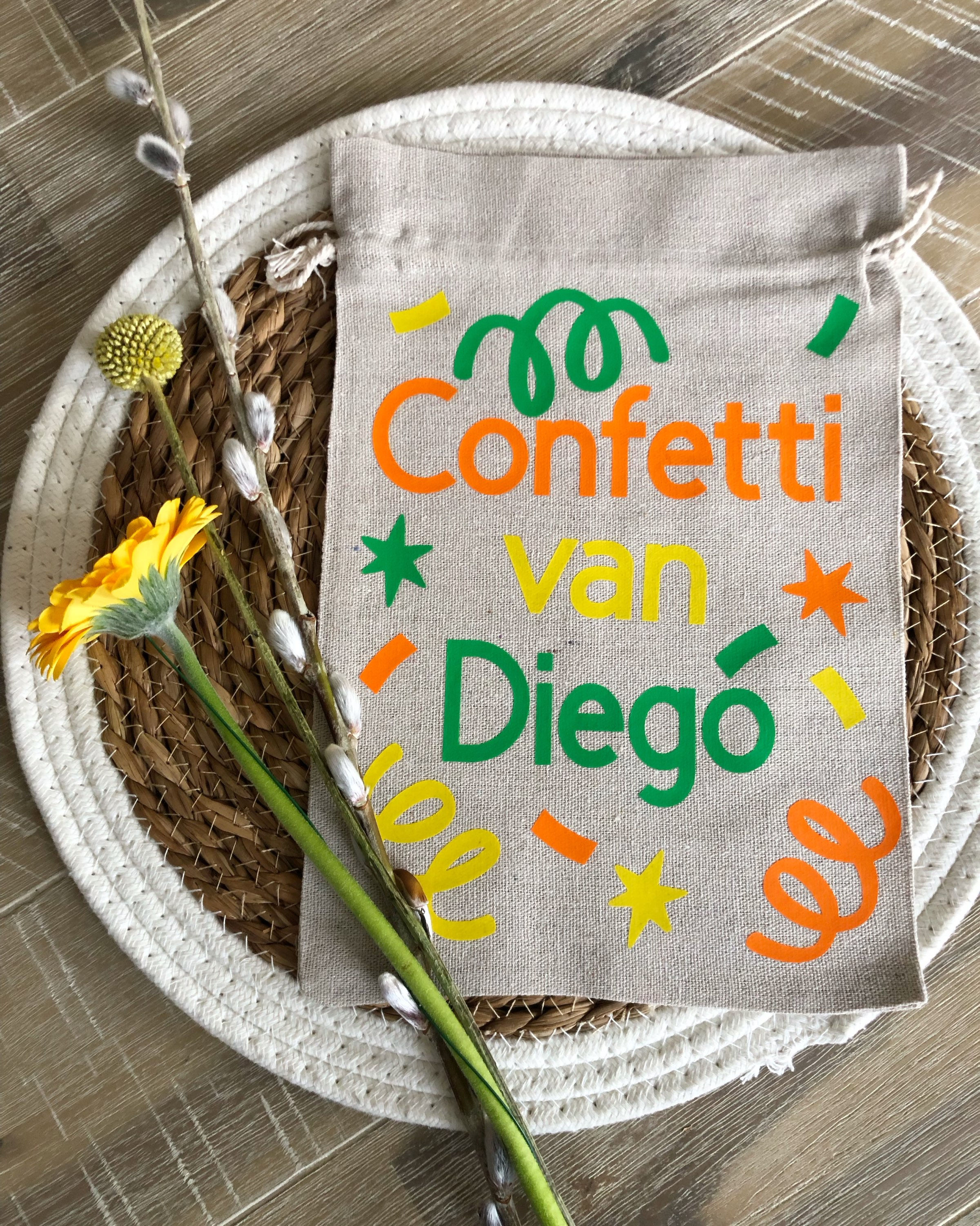 Confetti zakje met naam