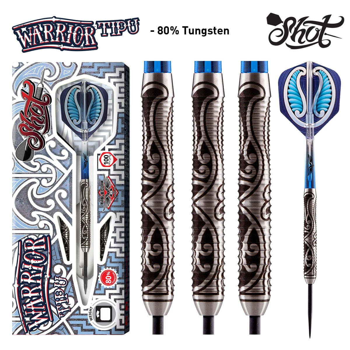 Warrior Tipu Steel Tip Dart Set - 80% Tungsten