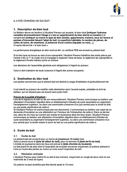 Modèle de bail étudiant en Wallonie. Téléchargez un contrat prêt à l’emploi pour louer un kot ou un logement étudiant en toute légalité.