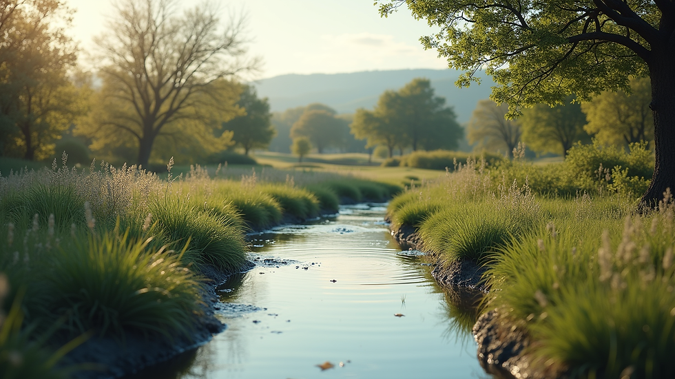 Close-up view of a serene landscape with a calming water feature