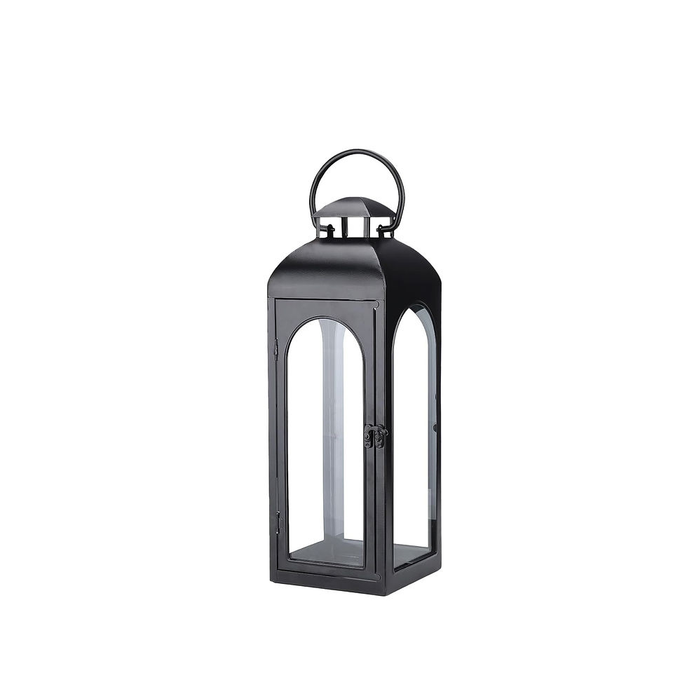 Black Metal Lantern with Glass and Handle