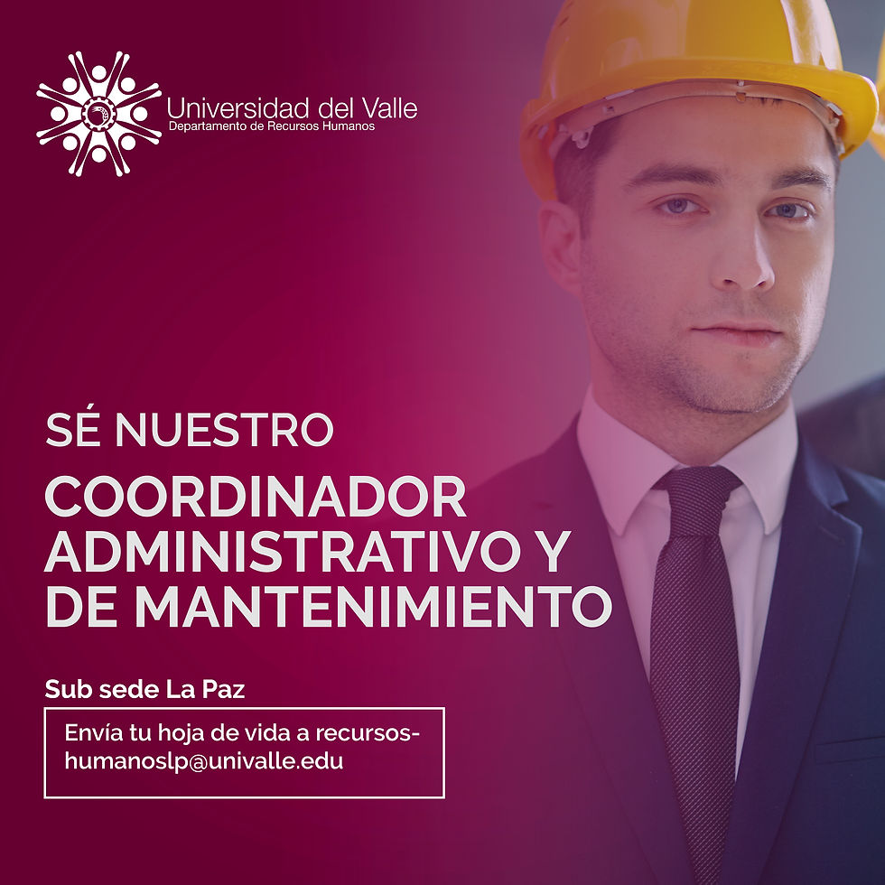 Sé nuestro Coordinador Administrativo y de Mantenimiento