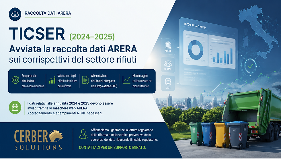 Raccolta dati: Ricognizione delle articolazioni dei corrispettivi del settore rifiuti - anni 2024 e 2025
