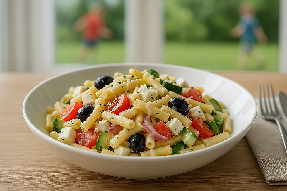 Pâtes froides fêta olives