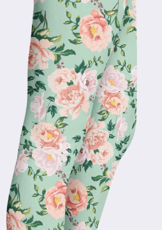 Thumbnail: Teal Spring Floral Leggings