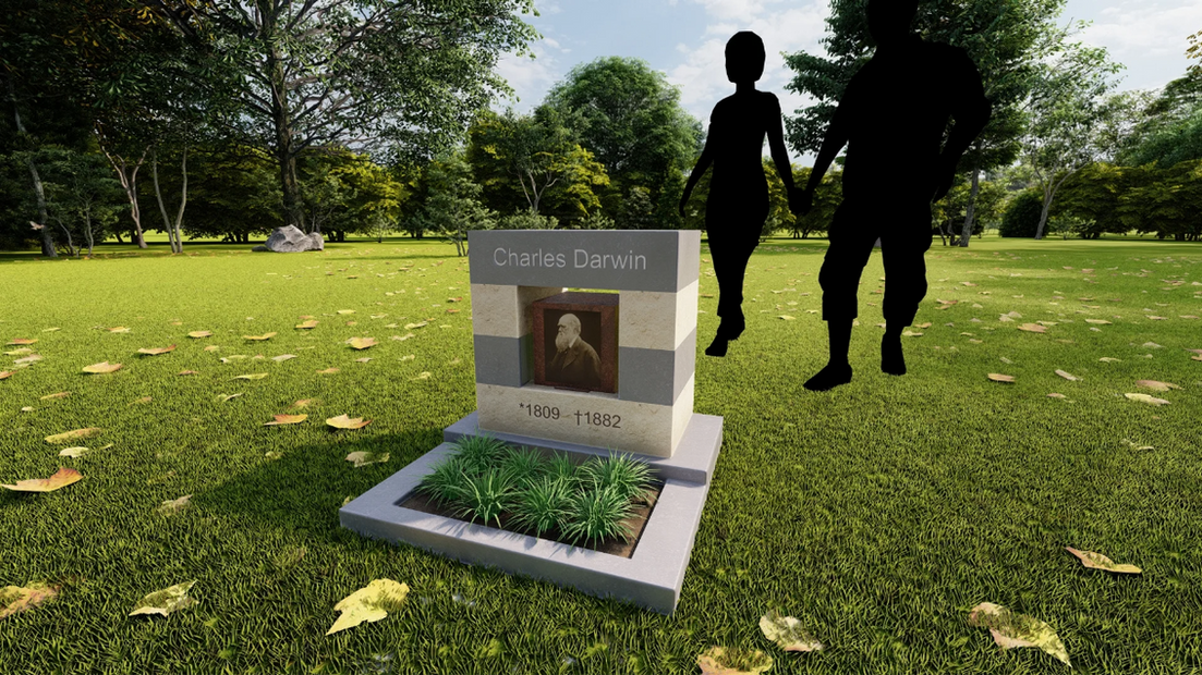 Urnmonument grijs hardsteen met kalksteen