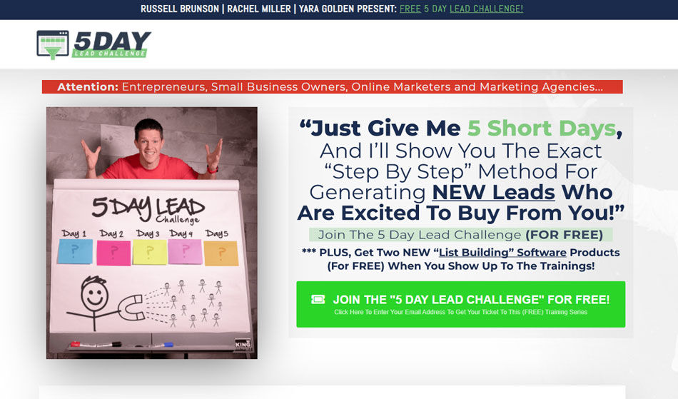 Clickfunnels training course: 5 days lead challenge