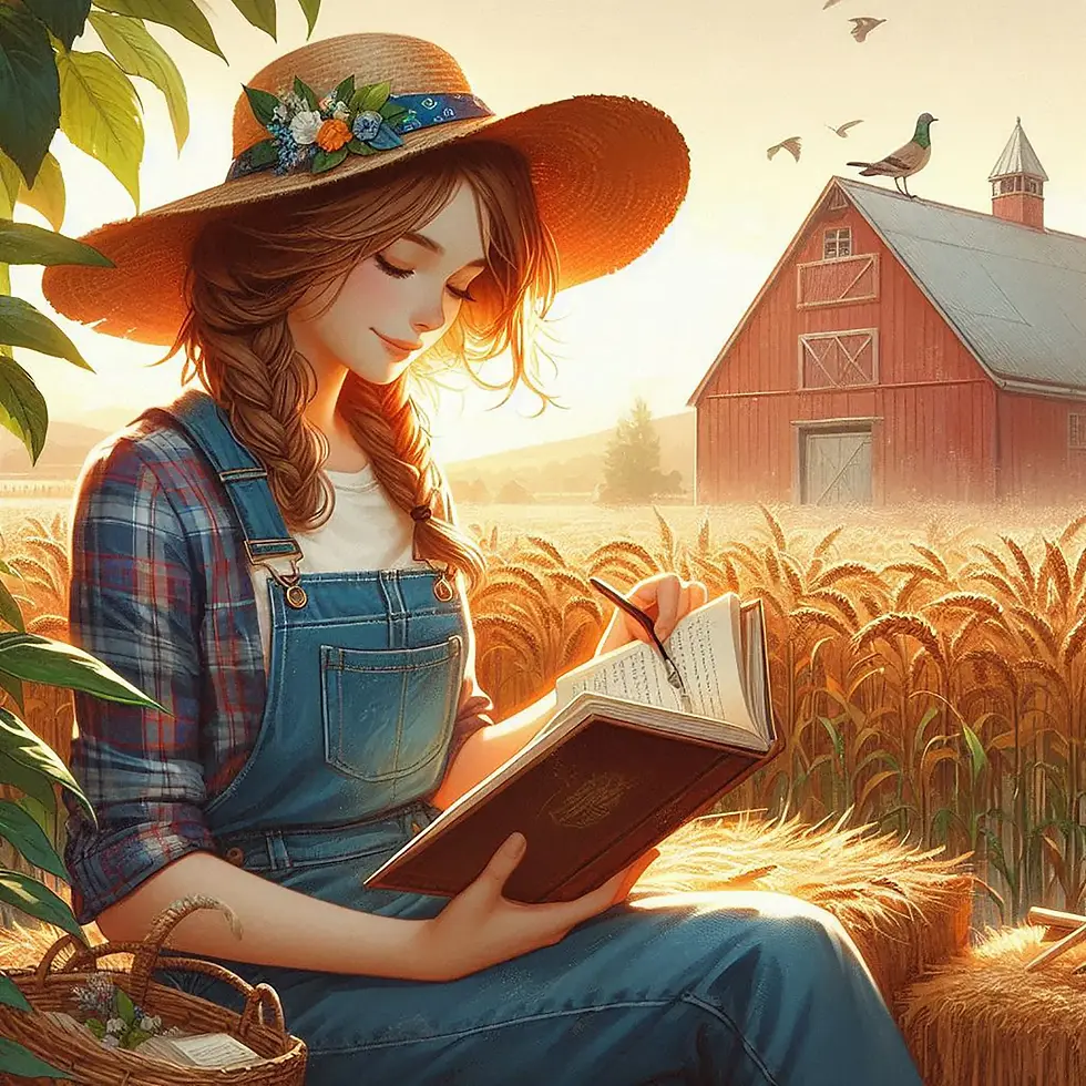 Фермерка читає книгу