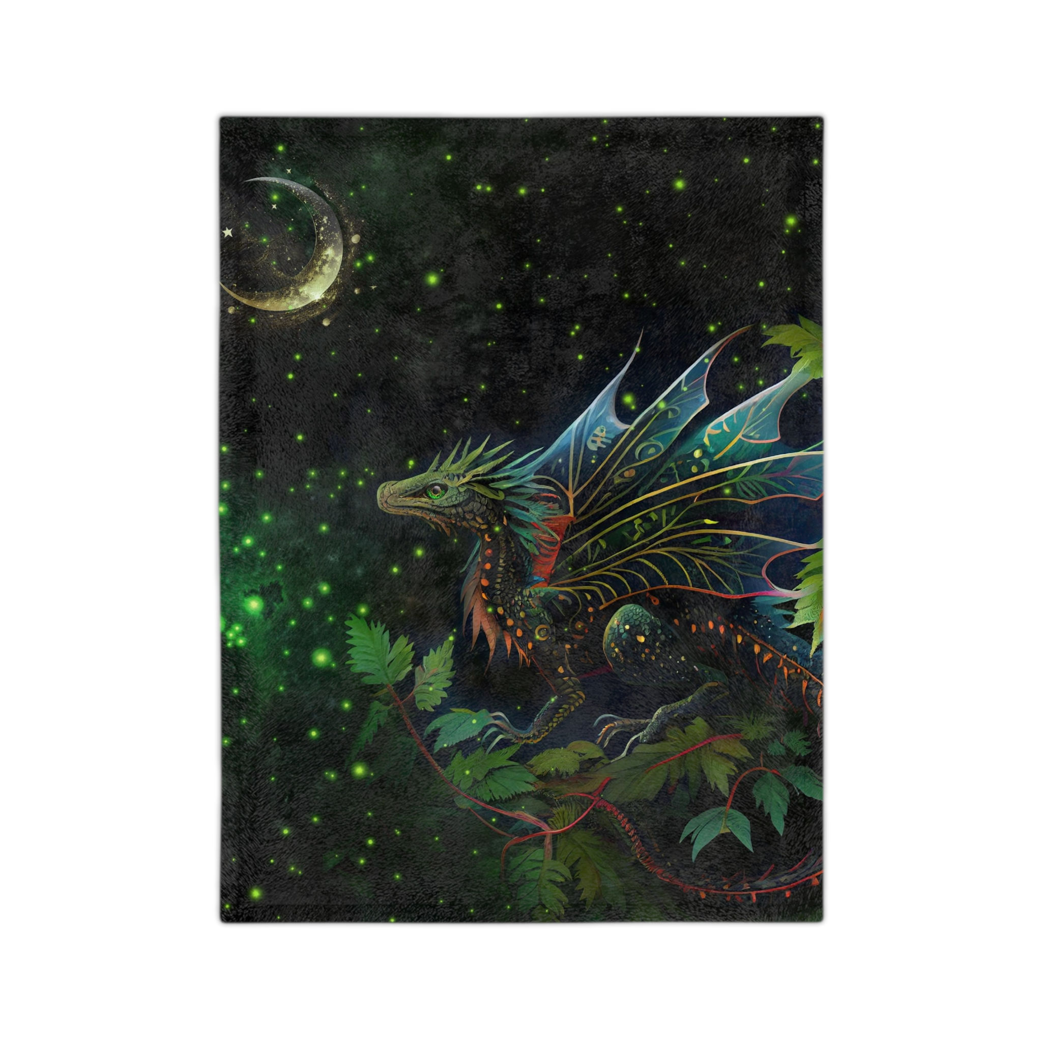 Garden Dragon with Moon Design Minky Light Blanket 