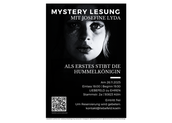 MYSTERY LESUNG - ALS ERSTES STIRBT DIE HUMMELKÖNIGIN