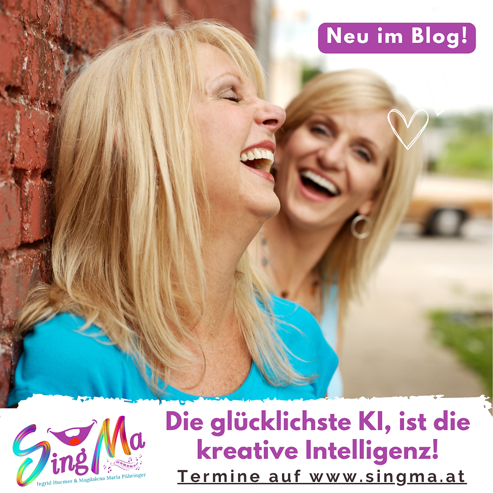 Zwei Frauen lachen von Herzen