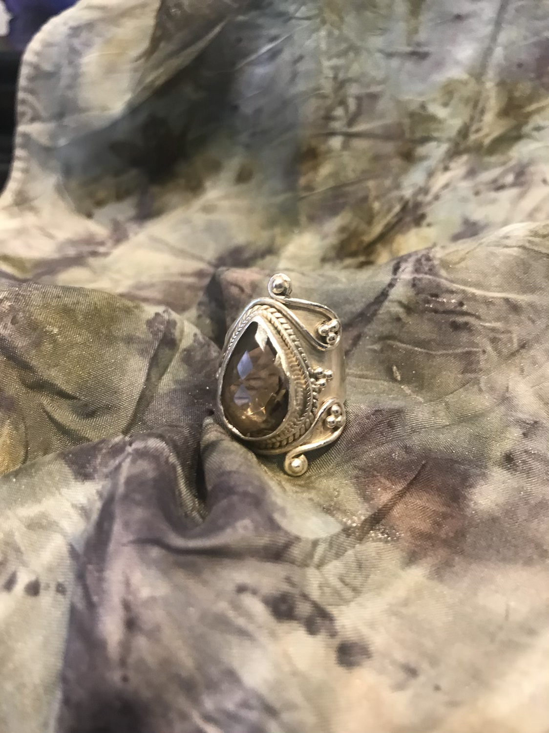 Silver Hurricane Smokey Topaz ring