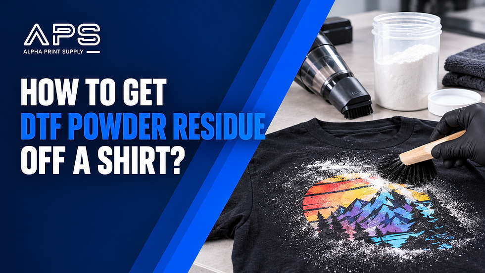 Removing cured DTF powder residue from a cotton shirt using rubbing alcohol and a plastic scraper tool