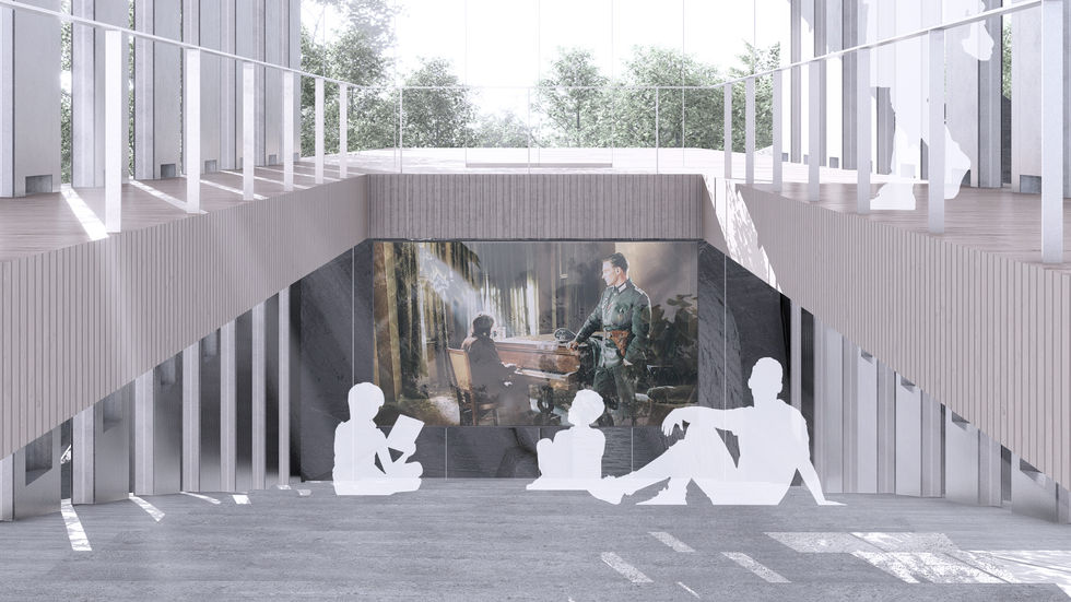 太鼓橋の端部はシアタールームとなる