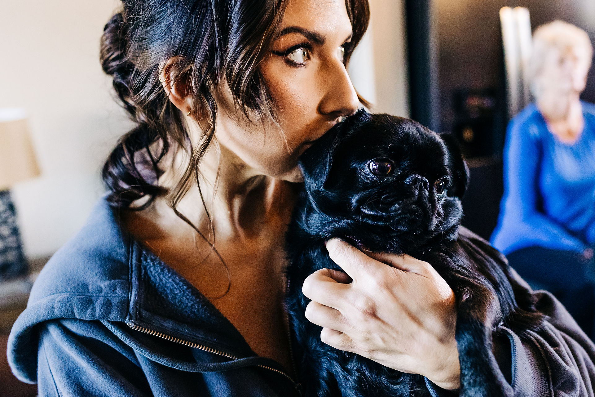 bride with her black pug