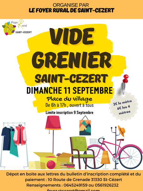 VIDE GRENIER LE 11 SEPTEMBRE 