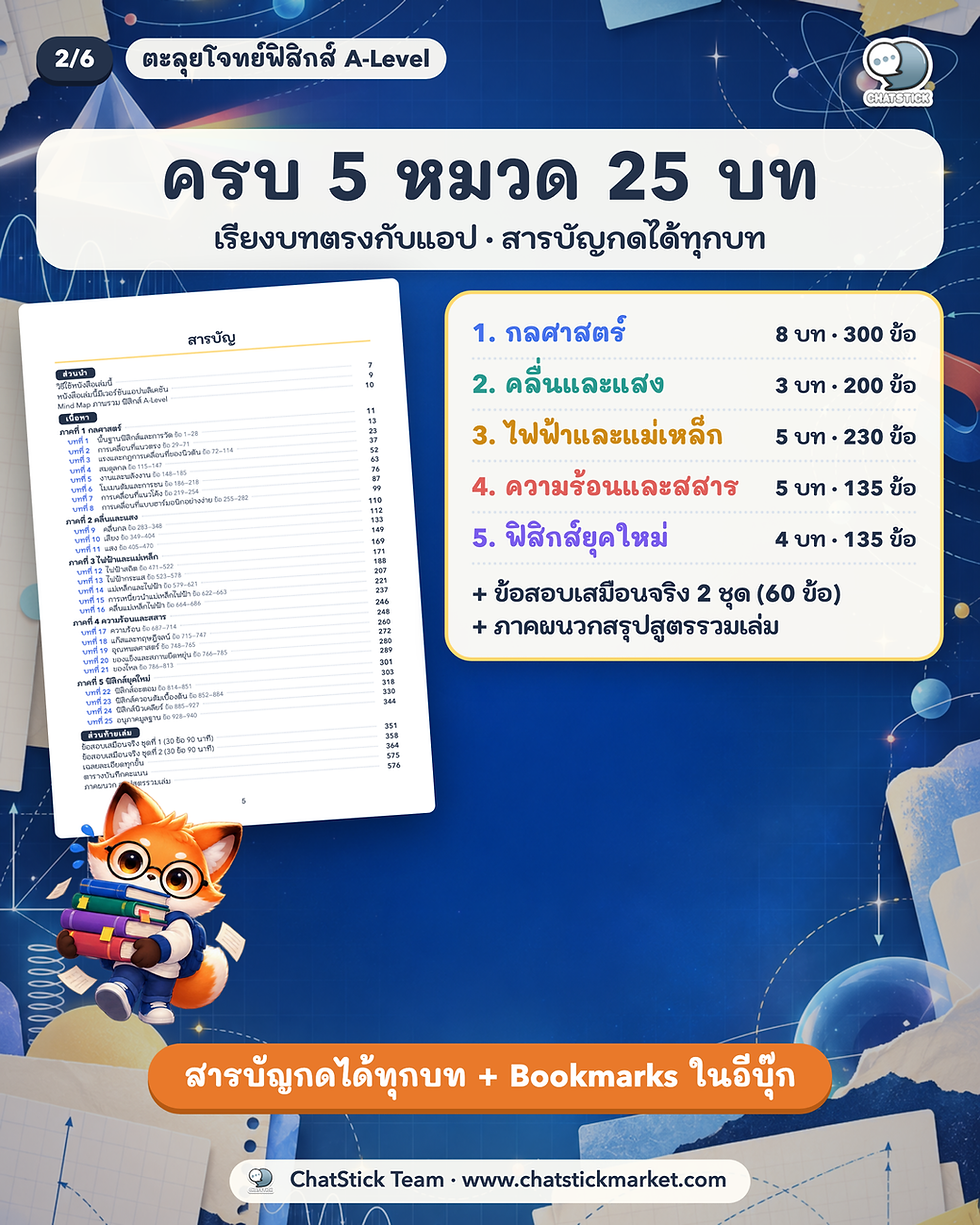 ภาพขนาดย่อ: ตะลุยโจทย์ฟิสิกส์ A-Level 1,000 ข้อ เฉลยละเอียดทุกขั้น + Mind Map