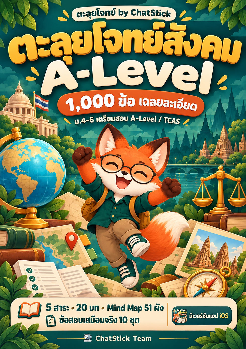 ปกหนังสือ ตะลุยโจทย์สังคม A-Level 1,000 ข้อ ครบ 5 สาระ เฉลยละเอียด + Mind Map