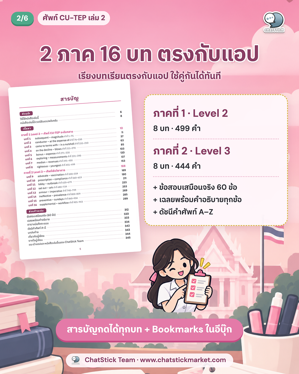 Thumbnail: ศัพท์ CU-TEP พิชิตคะแนน เล่ม 2 ระดับกลาง (Level 2 – Level 3)