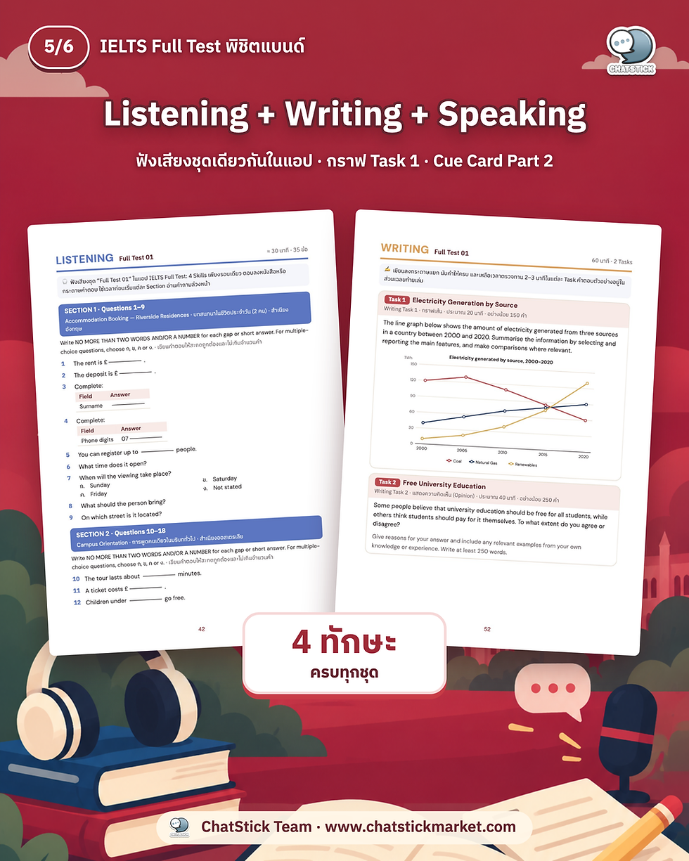 縮圖：IELTS Full Test พิชิตแบนด์ ข้อสอบเสมือนจริง 18 ชุด ครบ 4 ทักษะ