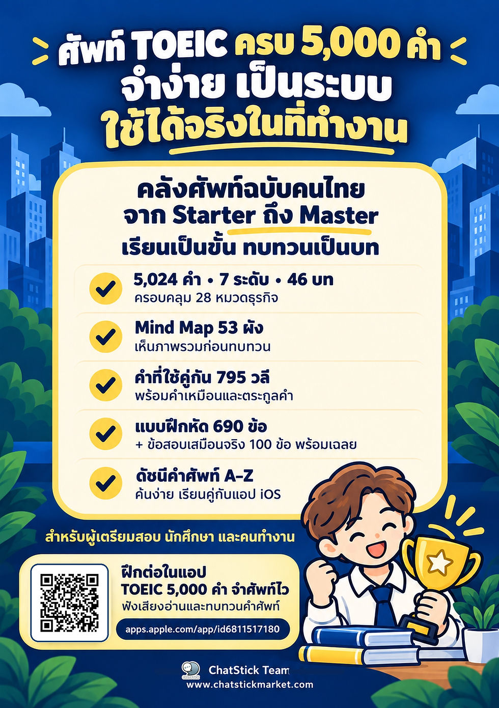 ภาพขนาดย่อ: ศัพท์ TOEIC 5,000 คำ จำไว พิชิตคะแนน ศัพท์ธุรกิจ 7 ระดับ + Mind Map + 790 ข้อ