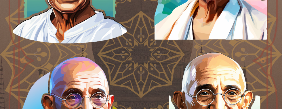 150 Mahatma Gandhi Digital Sticker Clipart Pack - PNG Printable Cliparts with Transparent Background for Personal & Creative Use